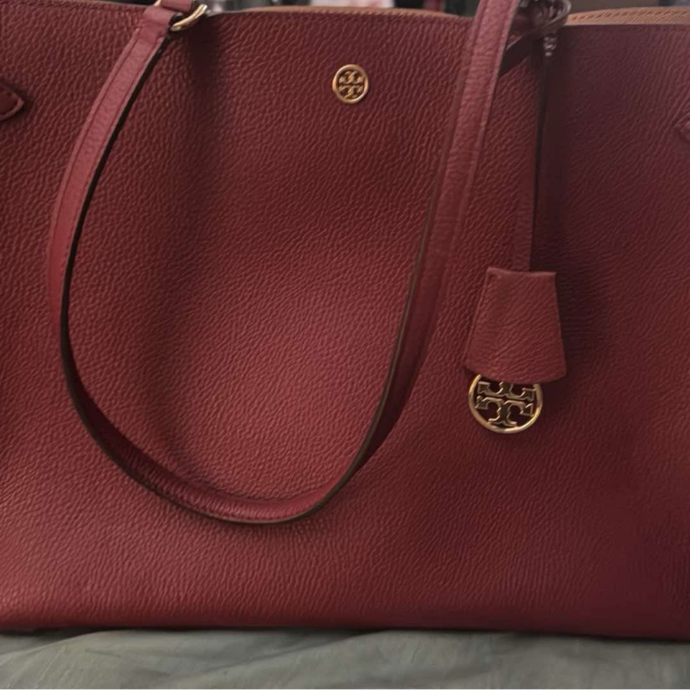 Tory Burch Red Leather Tote Bag